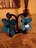 Blue floral earrings